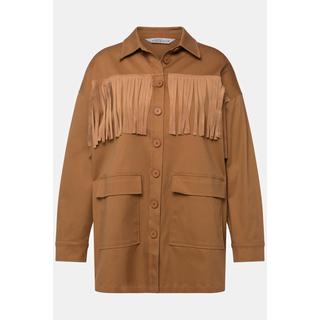 Studio Untold Giacca a Camicia Oversize Maniche Lunghe con Frange  