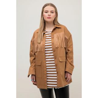 Studio Untold Giacca a Camicia Oversize Maniche Lunghe con Frange  