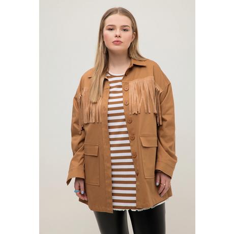 Studio Untold Giacca a Camicia Oversize Maniche Lunghe con Frange  