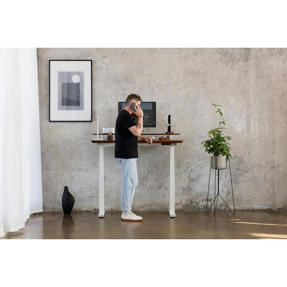 Oakywood Standing Desk Holztisch mit Höhenverstellung - aus Massivholz- Walnuss / 160x80 / Schwarz  