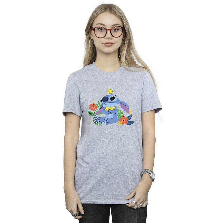 Disney Stitch T-Shirt Imprimé Floral  