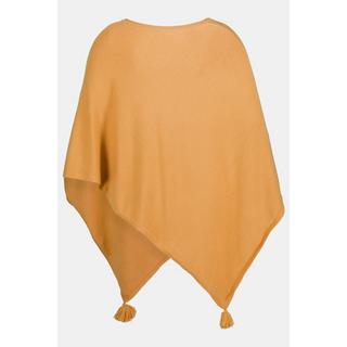 Ulla Popken  Poncho oversize di morbida maglia con orlo a punte e nappe 