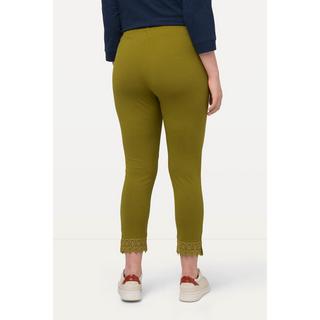 Ulla Popken  Leggings a 7/8 in cotone biologico con orli di pizzo 