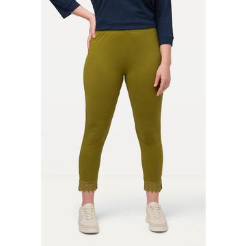 Leggings a 7/8 in cotone biologico con orli di pizzo