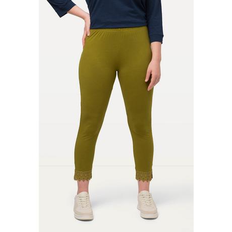 Ulla Popken  Leggings a 7/8 in cotone biologico con orli di pizzo 