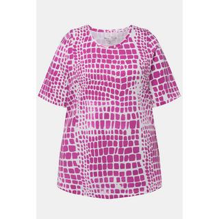 Ulla Popken T-Shirt Cotone Pima Girocollo Mezza Manica con Applicazioni  