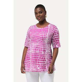 Ulla Popken  T-Shirt, Pima Cotton, Ziersteine, Rundhals, Halbarm 