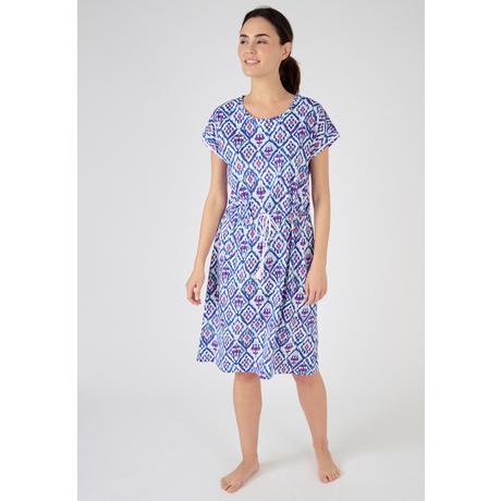 Damart  Chemise de nuit fantaisie maille peigné pur coton peigné 