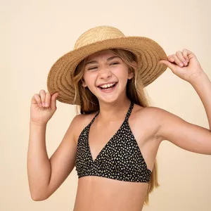 Haut de maillot de bain foulard fille 100 noir