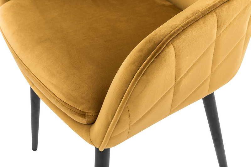 mutoni Chaise de salle à manger en tissu jaune moutarde  