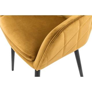 mutoni Chaise de salle à manger en tissu jaune moutarde  