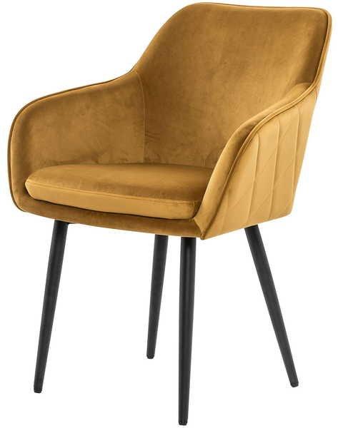 mutoni Chaise de salle à manger en tissu jaune moutarde  