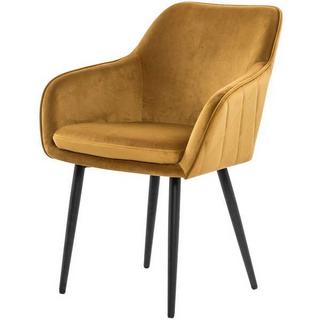 mutoni Chaise de salle à manger en tissu jaune moutarde  