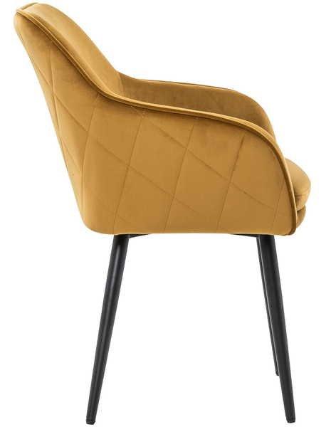 mutoni Chaise de salle à manger en tissu jaune moutarde  