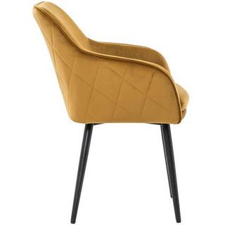 mutoni Chaise de salle à manger en tissu jaune moutarde  