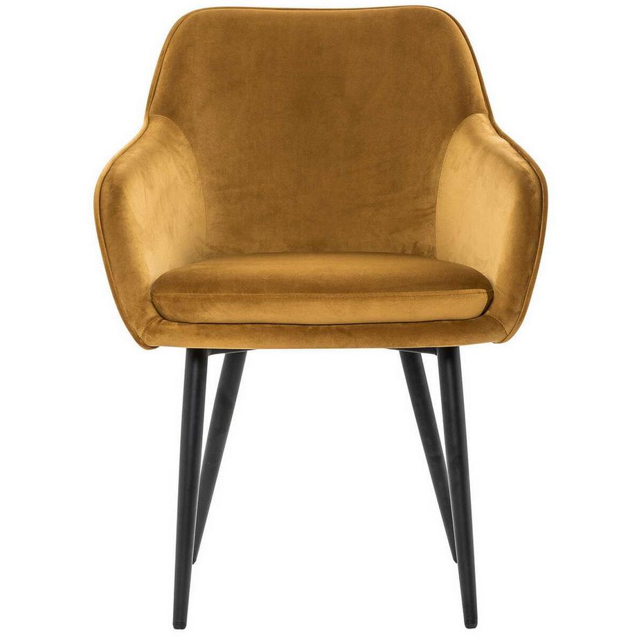 Sedia da pranzo in velluto giallo senape
