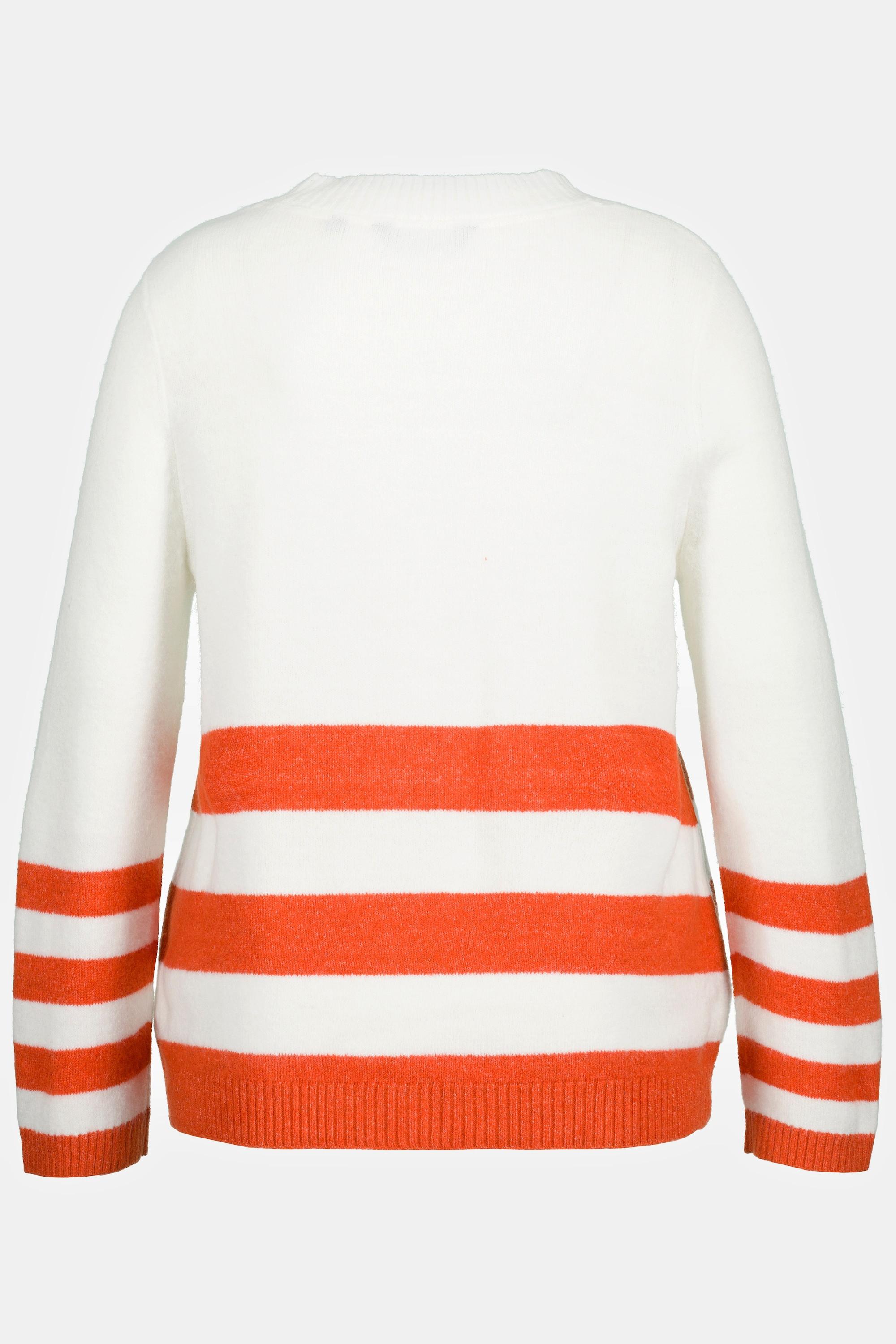 Ulla Popken  Pullover con orli con righe, scollo a girocollo e maniche lunghe 