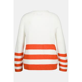 Ulla Popken  Pullover con orli con righe, scollo a girocollo e maniche lunghe 