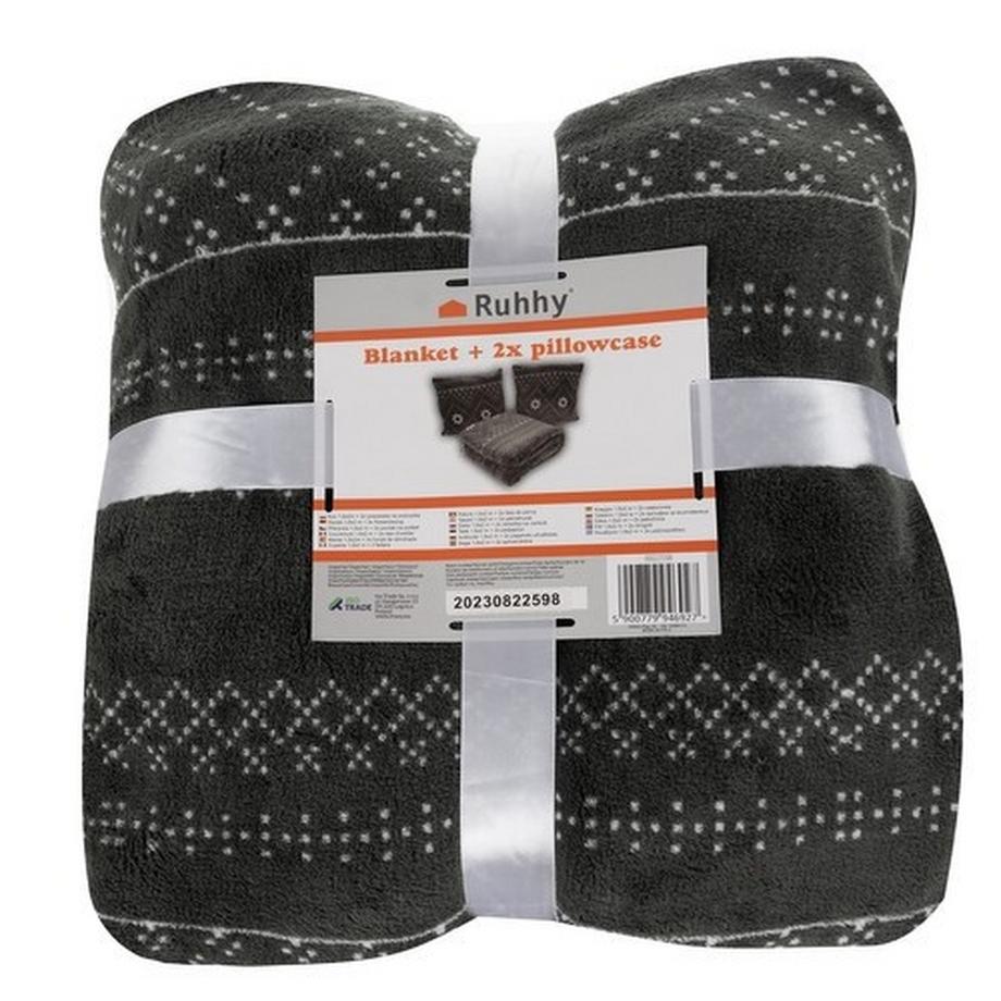 Ruhhy Coperta 160x200cm con 2 Federe  