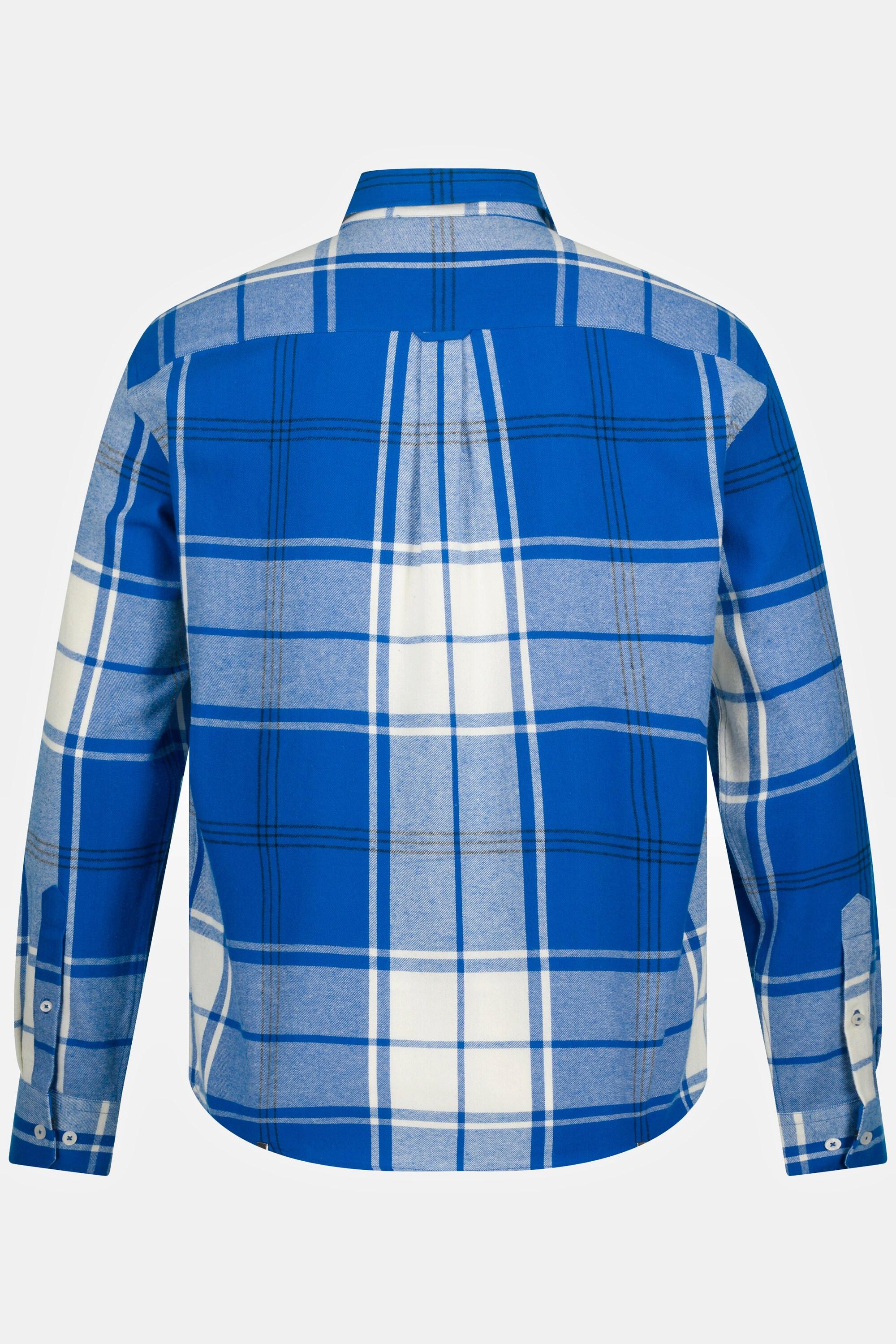 Sthuge  Camicia di flanella a quadri dalla vestibilità moderna con maniche lunghe e colletto ad apertura inglese, fino alla tg. 8XL 