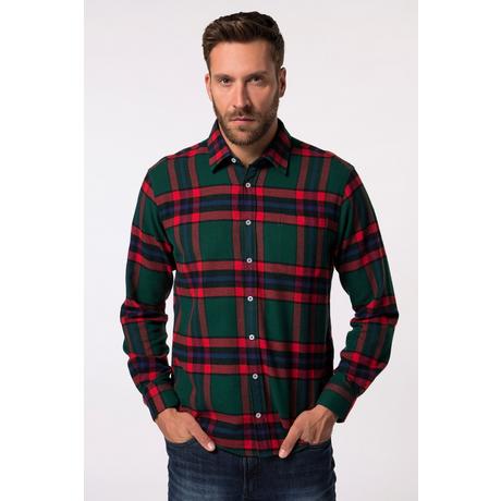 JP1880  Chemise en flanelle à carreaux, manches longues et col Kent, coupe Modern Fit - jusqu'au 8&nbsp;XL 