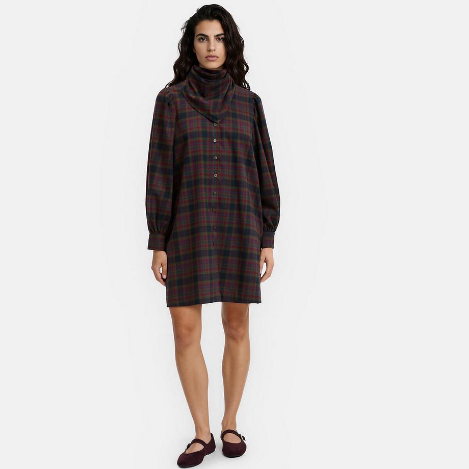 Robe courte à carreaux avec foulard