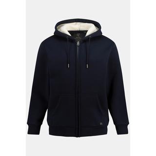 JP1880  Giacca per l'outdoor in felpa con cappuccio, fodera di teddy e zip, fino alla tg. 8XL 