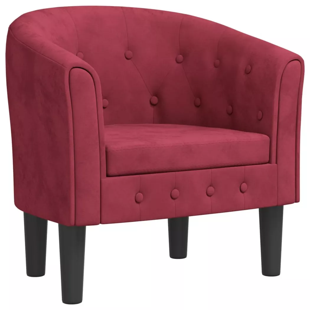 vidaXL Fauteuil cabriolet rouge bordeaux velours