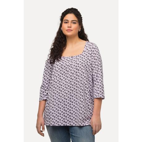 Ulla Popken  Shirt, Punkte, A-Linie, Carree-Ausschnitt, 3/4-Arm 