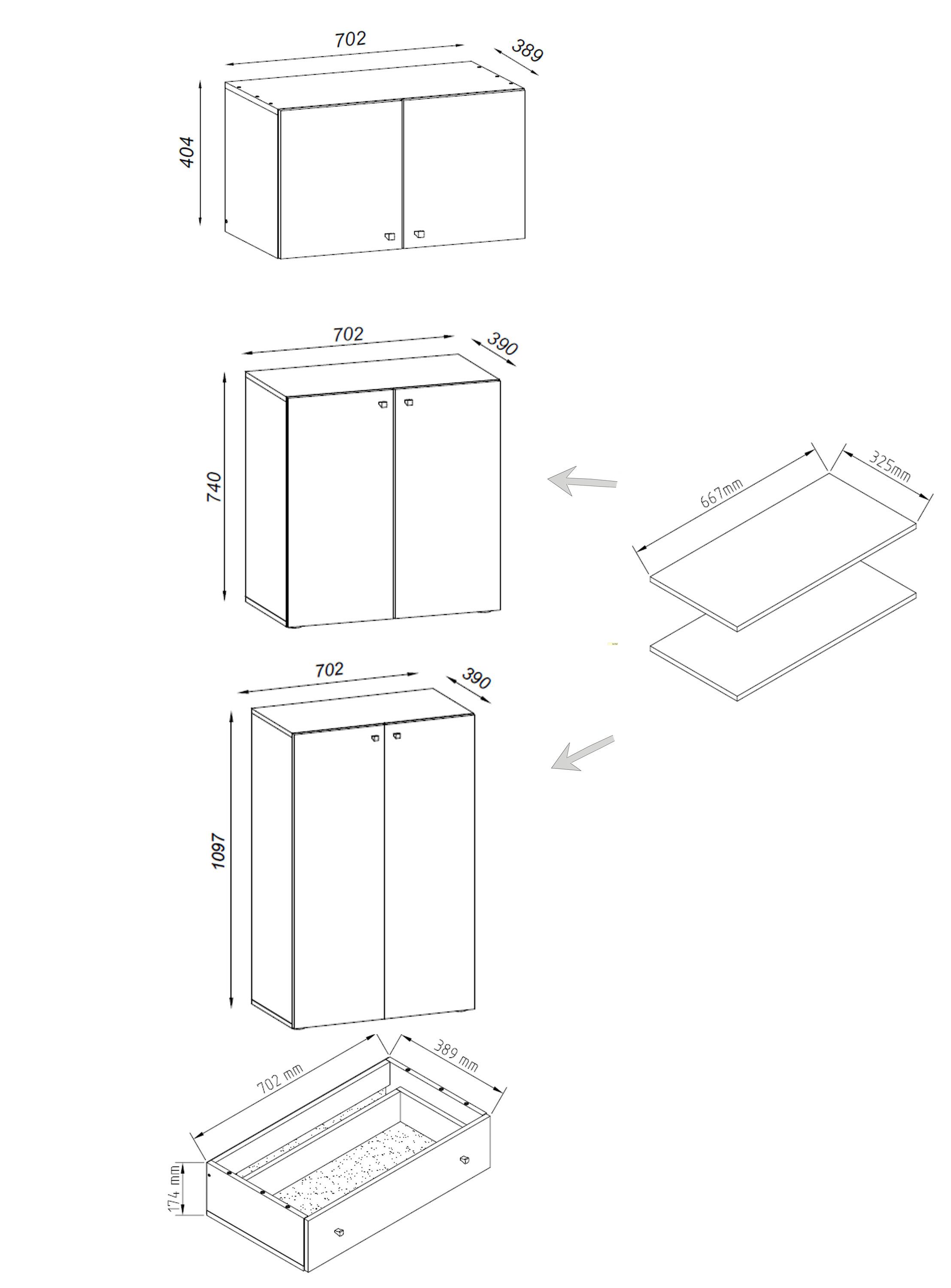 VCM XXL Armoire à chaussures en bois Armoire à chaussures Armoire d'entrée Lona 5f A Tiroir  