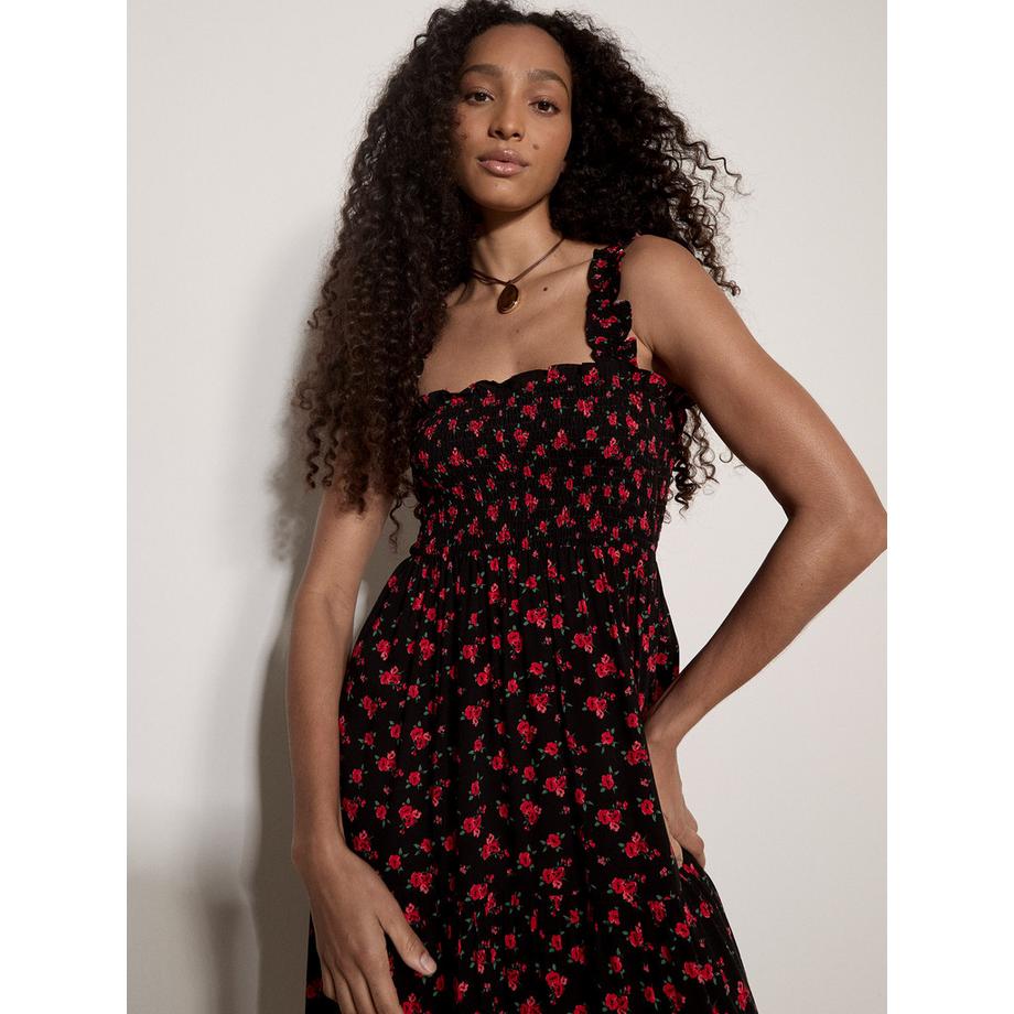 APRICOT Robe midi smockée à fleurs  