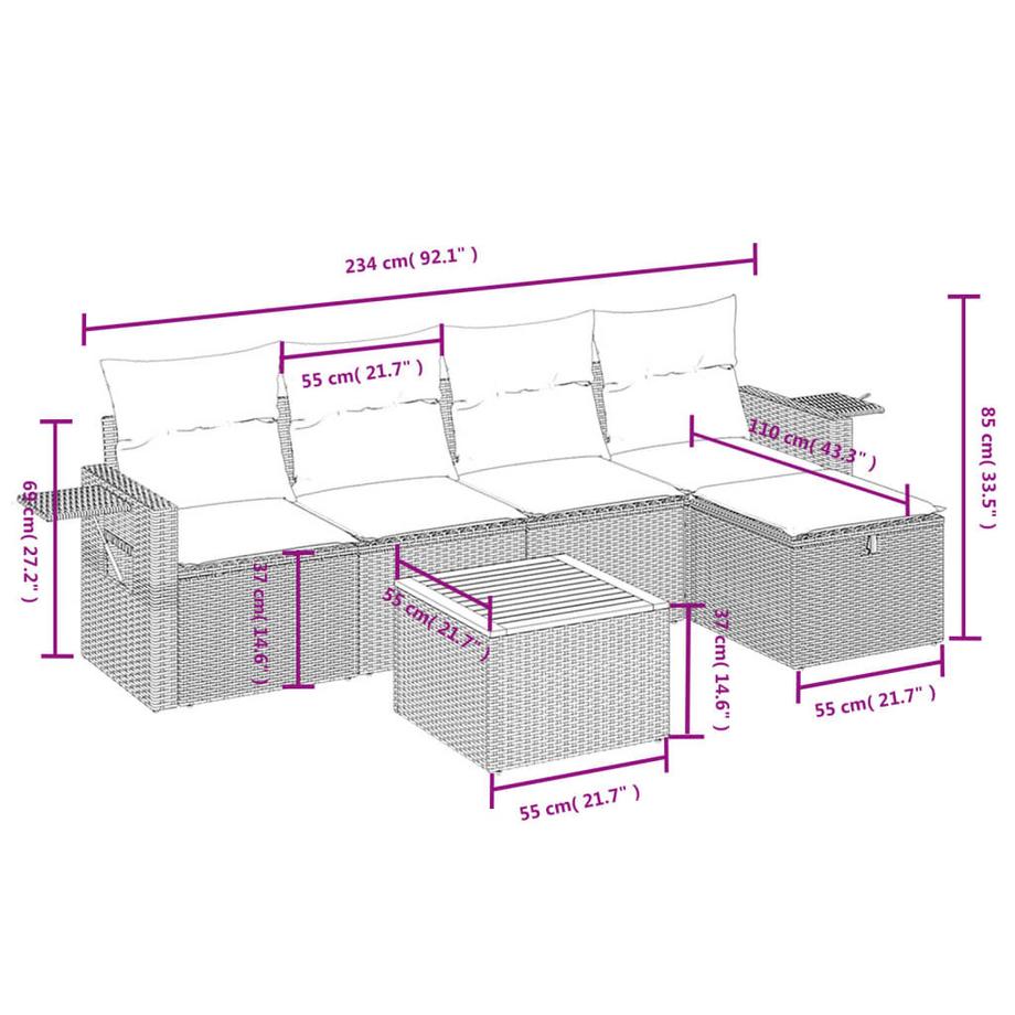 VidaXL set divano da giardino Polirattan  