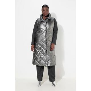 Ulla Popken Long Steppweste Silberoptik Stehkragen Ärmellos  