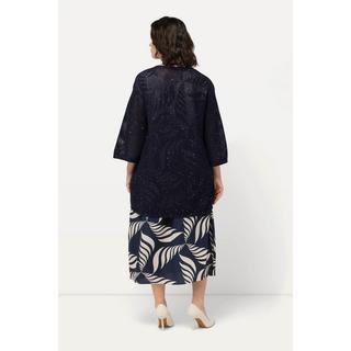 Ulla Popken Cardigan Strutturato Linea A Scollo V Maniche 3/4  