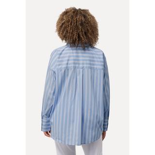 Ulla Popken  Blusa a righe con taschino, collo da camicia e maniche lunghe 