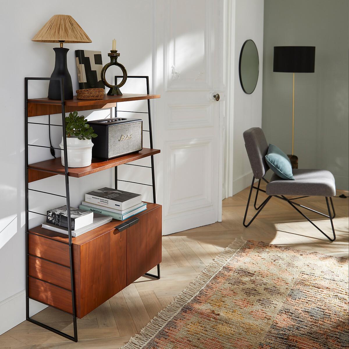 La Redoute Intérieurs Metallregal aus Stahl und Walnussfurnier  