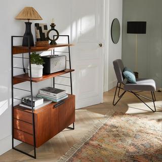 La Redoute Intérieurs Metallregal aus Stahl und Walnussfurnier  