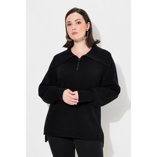 Ulla Popken  Troyer, gerippter Stehkragen, Zipper, Raglan-Langarm 