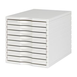 Styro styrotop box with 8 drawers (8x low), white, 28.5x28.5x39.5cm  