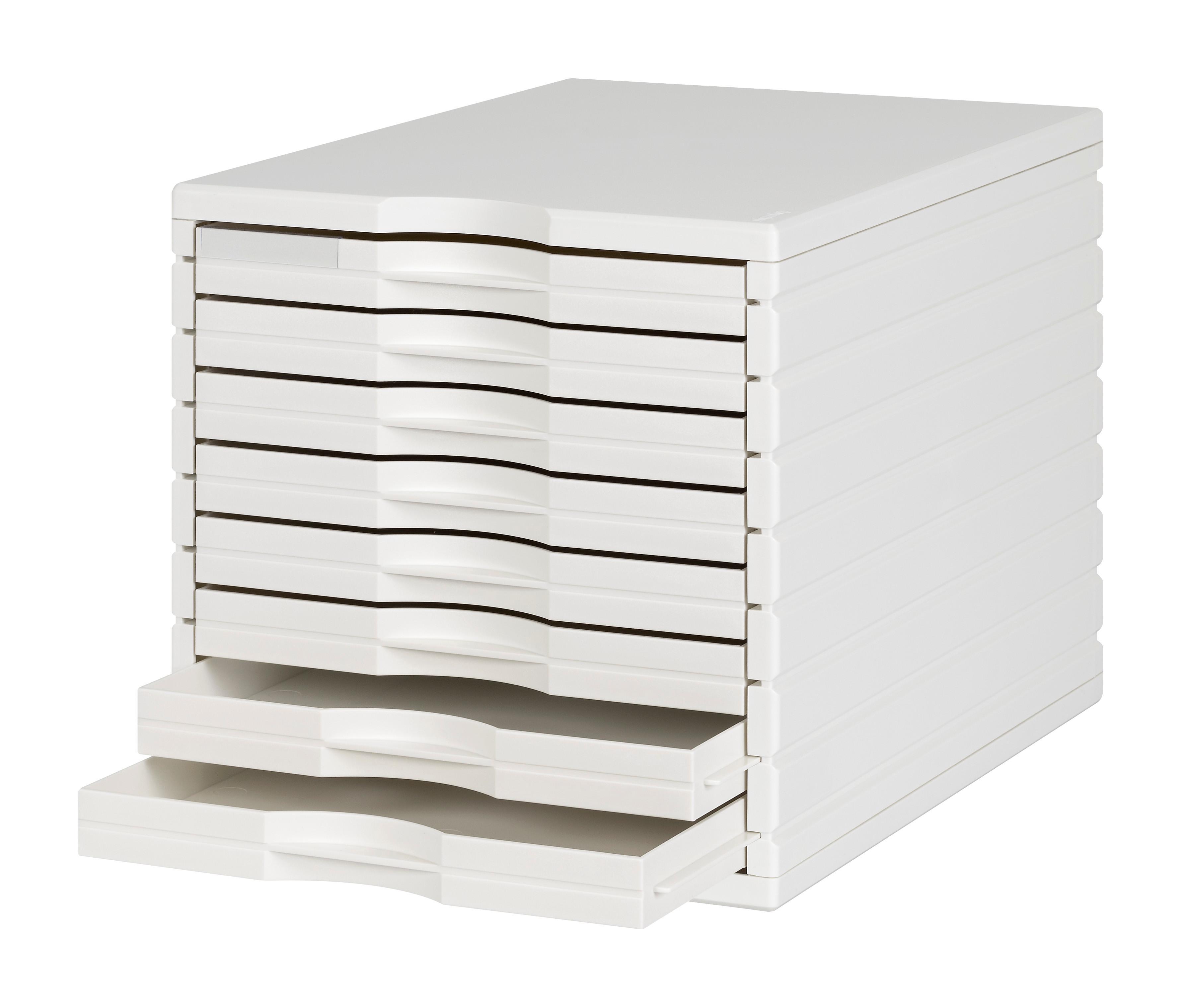 Styro styrotop box with 8 drawers (8x low), white, 28.5x28.5x39.5cm  