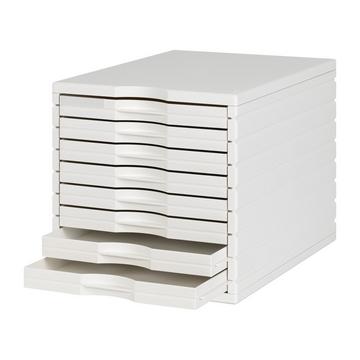 styrotop box with 8 drawers (8x low), white, 28.5x28.5x39.5cm