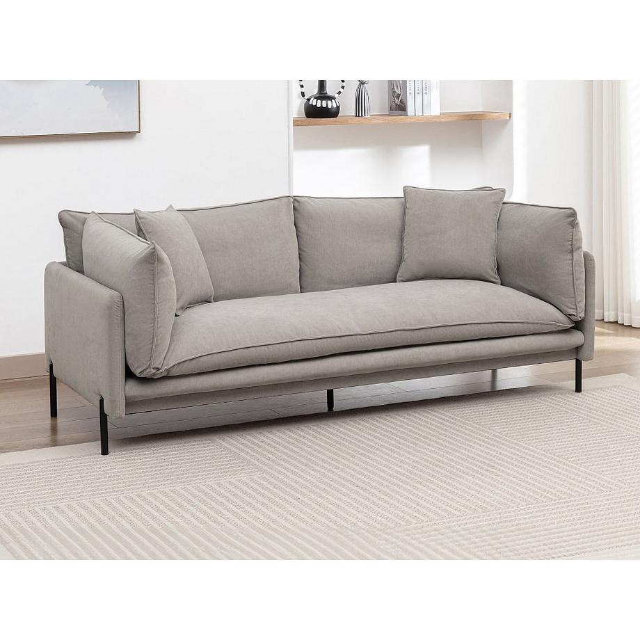 Vente-unique Canapé 3 places en tissu gris CORFINO  