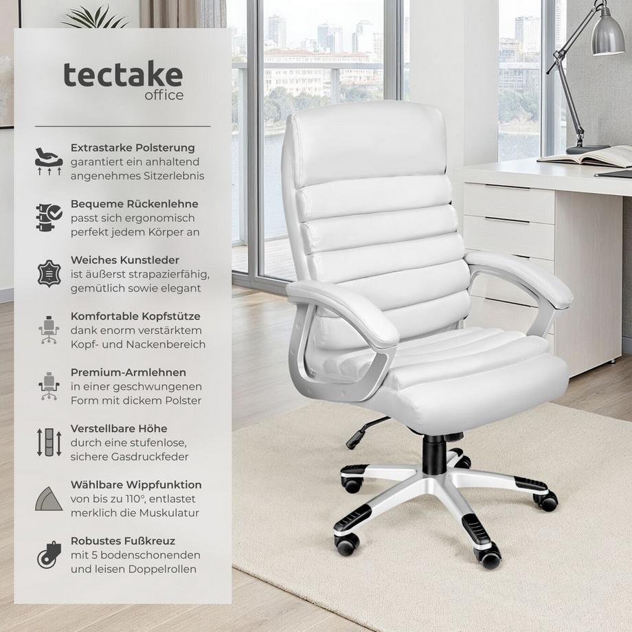 Tectake Fauteuil de bureau PAUL rotatif à 360° et réglable en hauteur  