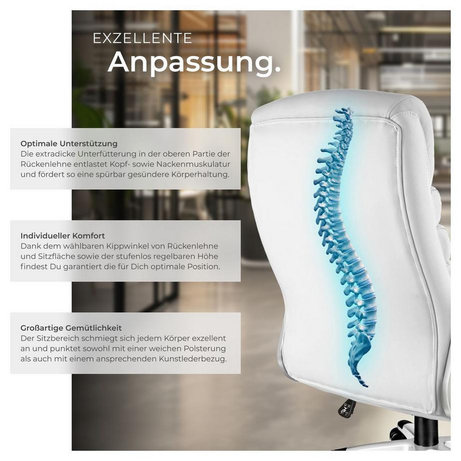 Tectake Fauteuil de bureau PAUL rotatif à 360° et réglable en hauteur  