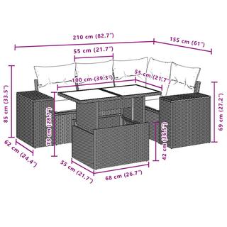 VidaXL Ensemble de canapés de jardin rotin synthétique  