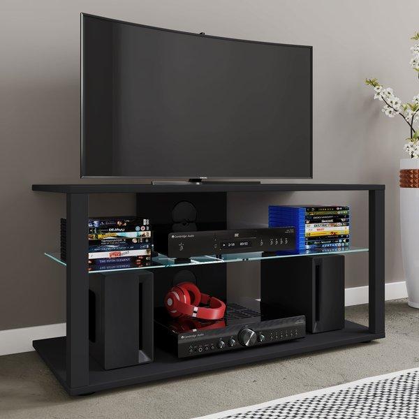 VCM Bois TV Lowboard Armoire TV Rack Console Meubles Table TV Phono Verre Folas L  