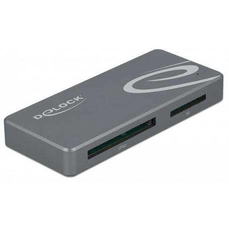 DeLock  LETTORE DI SCHEDE USB TYPE-C PER SCHEDE DI MEMORIA CFAST E SD + HUB USB CON PORTA DI TIPO-A E USB TYPE-C 