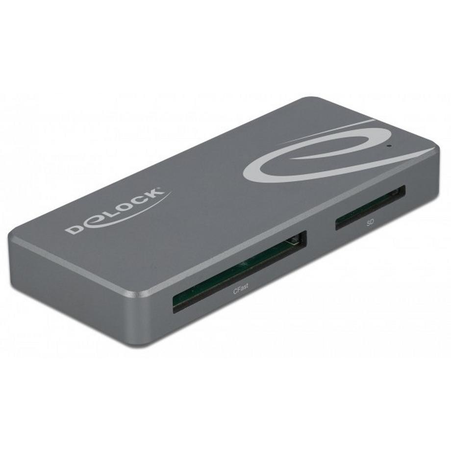 DeLock  LECTEUR DE CARTE USB TYPE-C POUR CARTES M?MOIRES CFAST ET SD + USB HUB AVEC PORT TYPE-A ET USB TYPE-C 