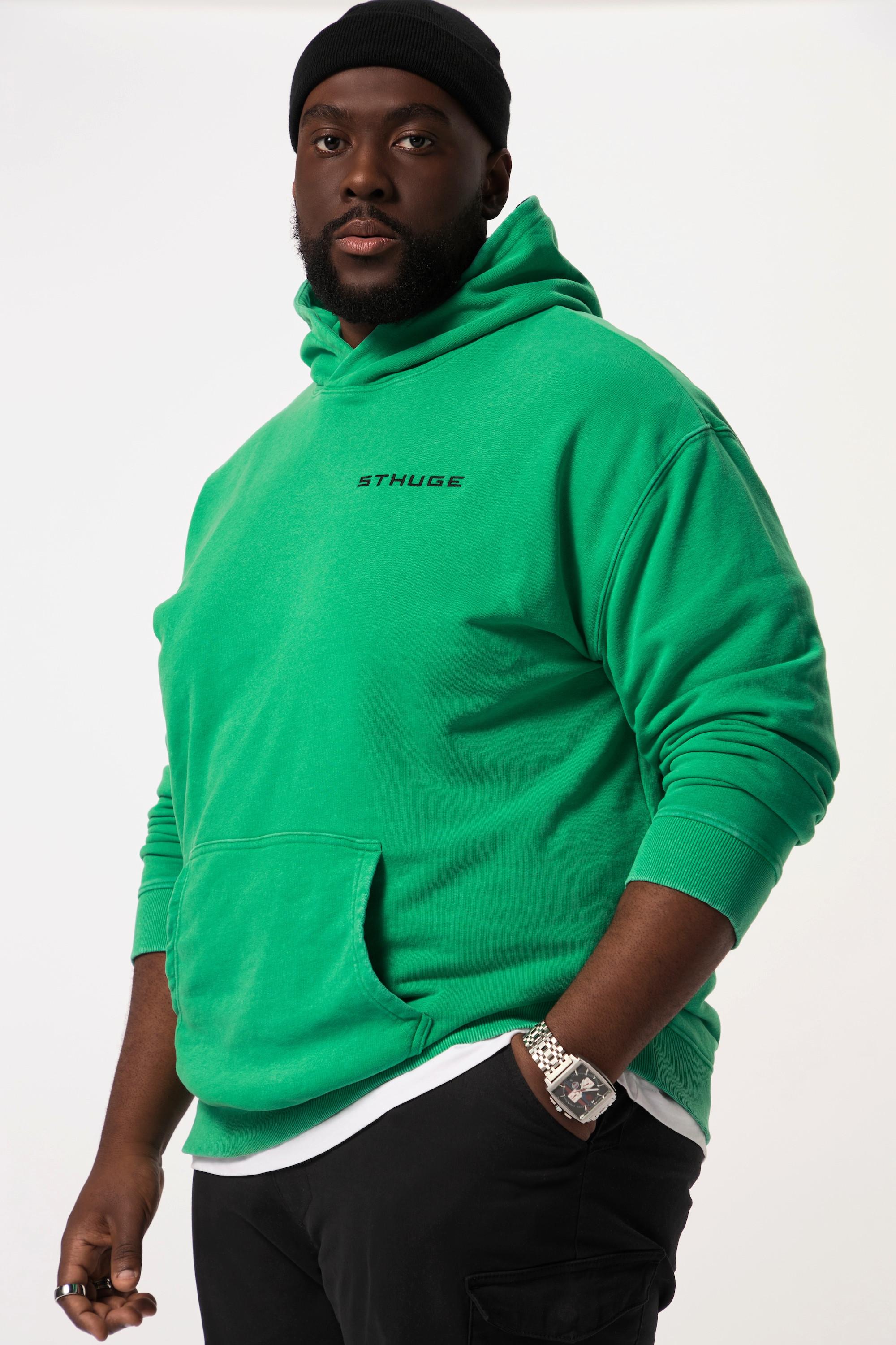 Sthuge Sweat-shirt à capuche Oversized Acid Washed Imprimé  