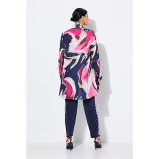 Ulla Popken Tunica Taglio Svasato Collo Alto Pieghe Decorative Maniche Lunghe  